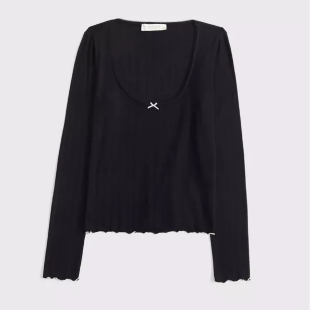 Abercrombie & Fitch Black Ribbed Long Sleeve Pajama Top - Size M